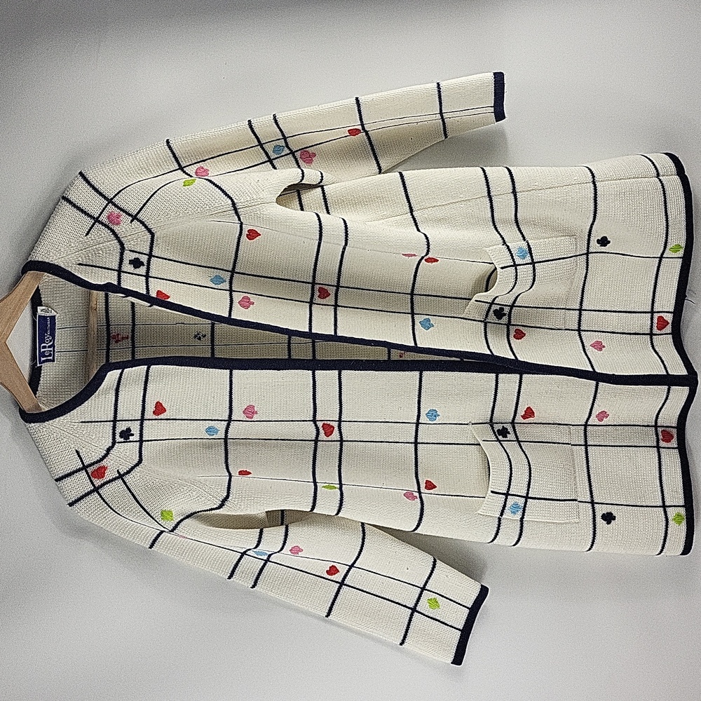 Vintage Le Roy Women’s Sweater Long Open Vegas Womens Card Club Sweater